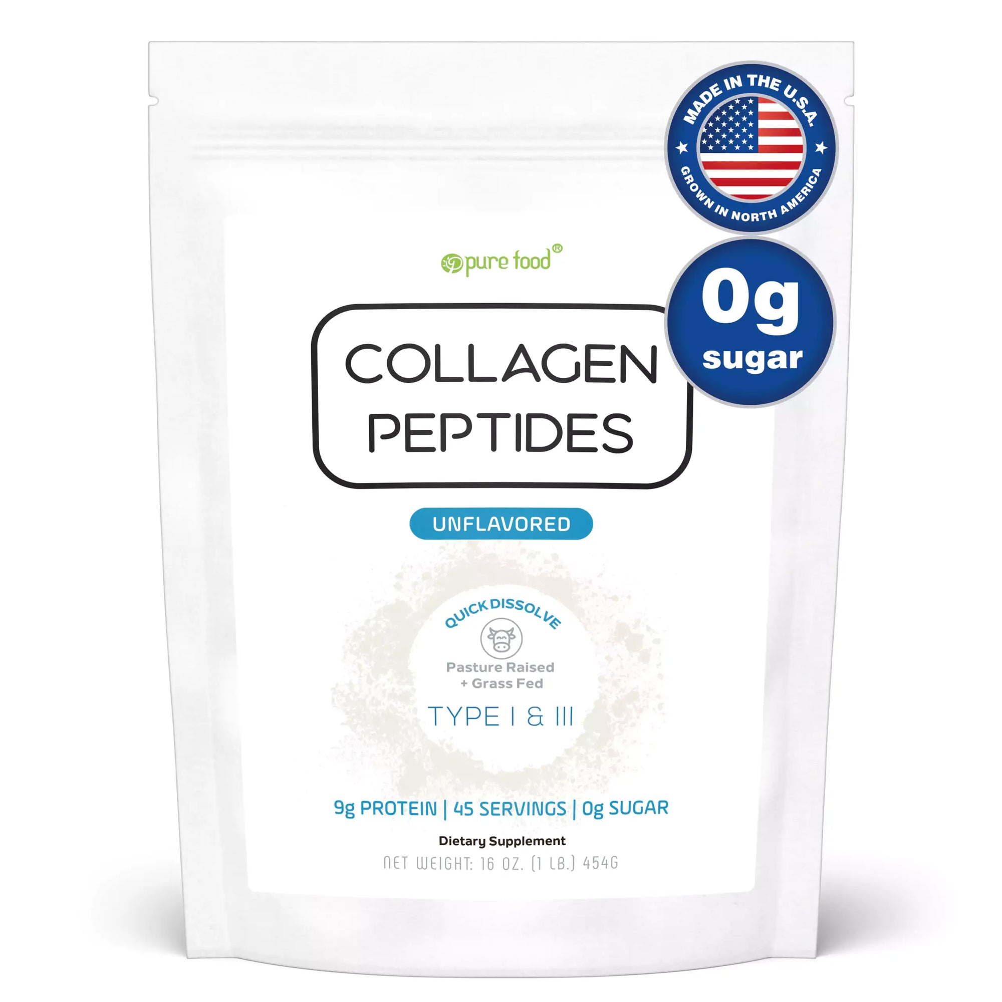 Collagen Peptides Powder - 1 lb. Bag, 45 Servings, Unflavored