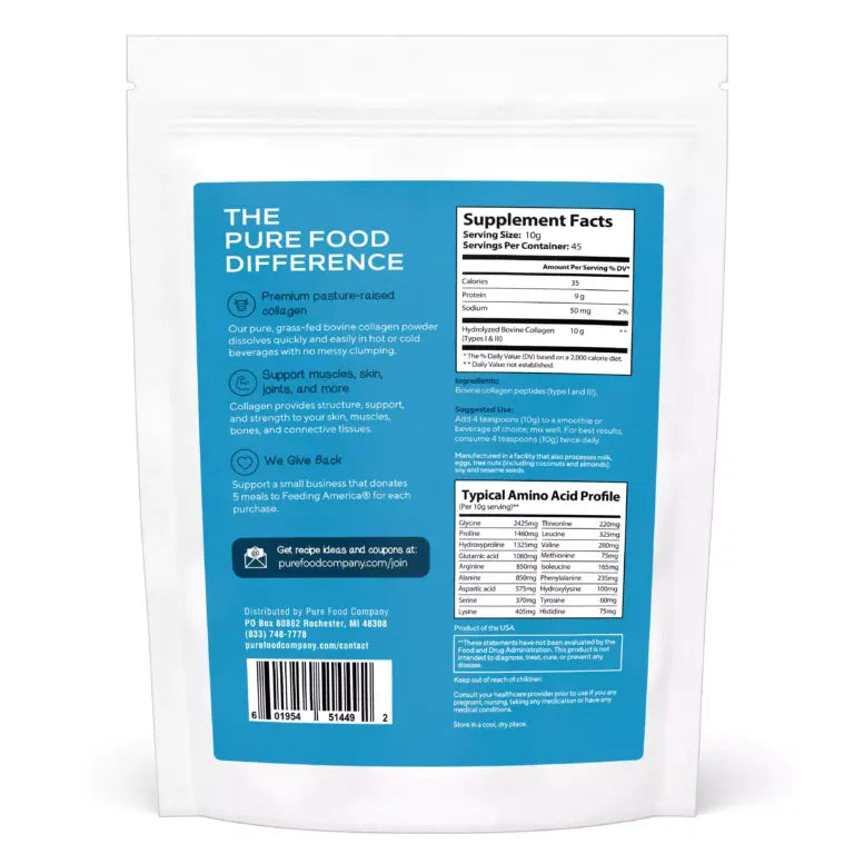 Collagen Peptides Powder - 1 lb. Bag, 45 Servings, Unflavored