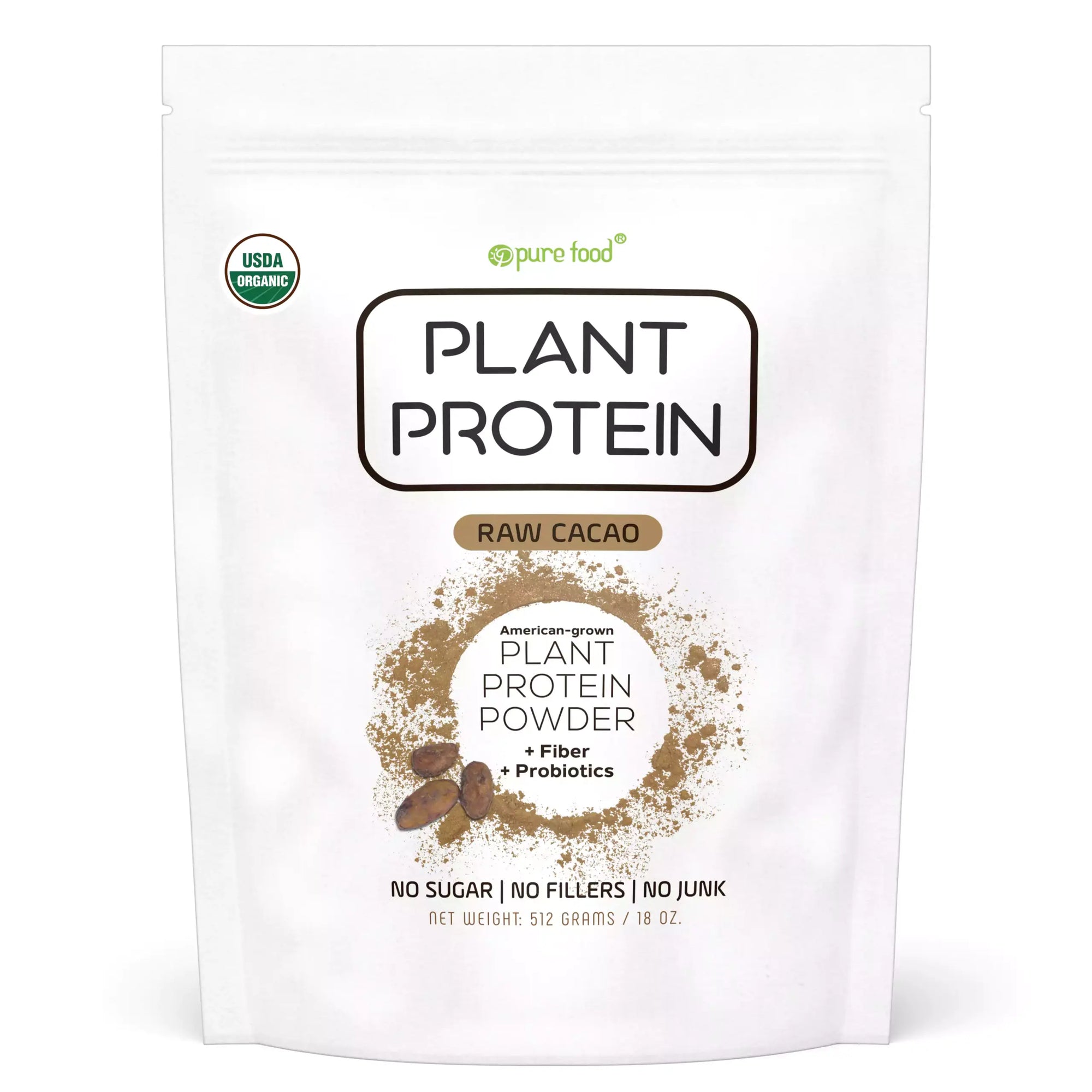 Plant Based Protein Powder: Raw Cacao - 512g Pouch