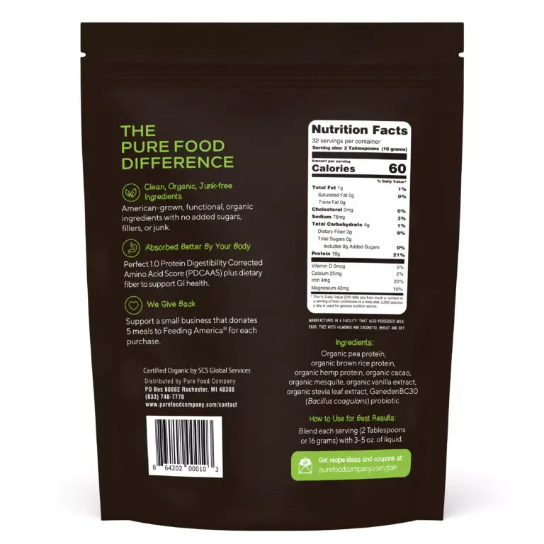 Plant Based Protein Powder: Raw Cacao - 512g Pouch
